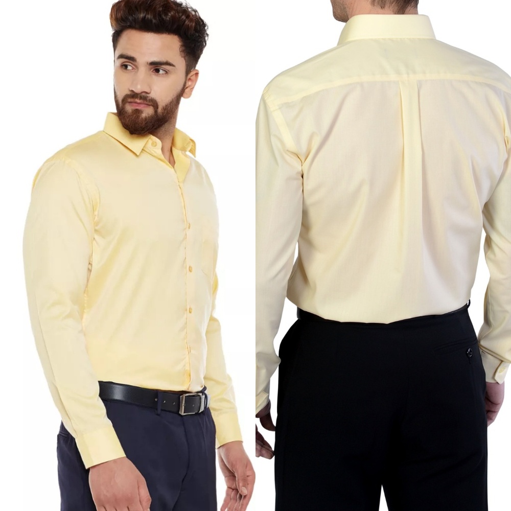 100% cotton Mens light yellow dress shirt  size M